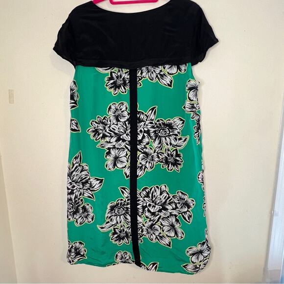 Maeve Ayame Green Black Floral Zip Front Dress Pockets Silk Corpcore Sz 14 - Picture 2 of 9